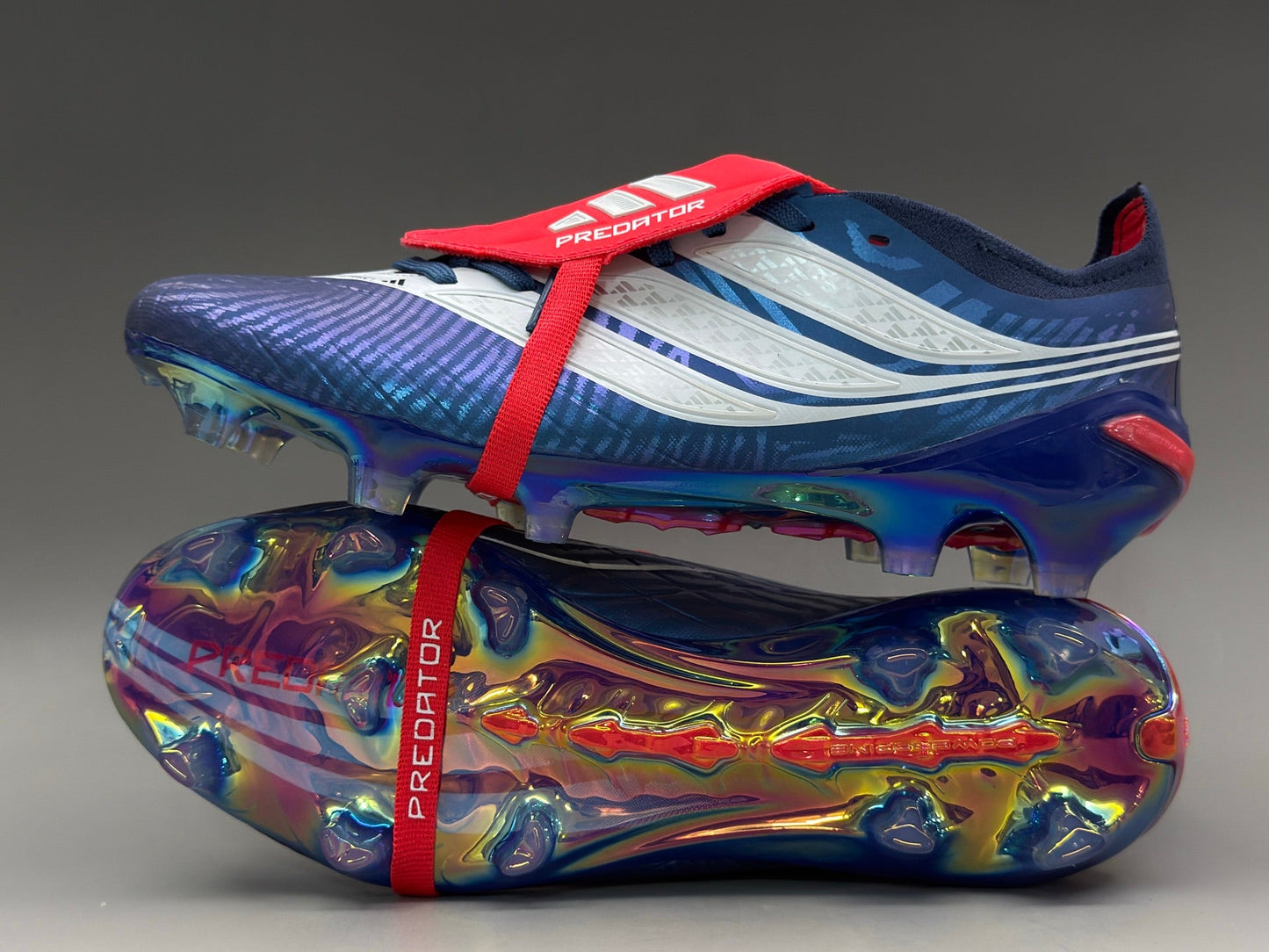 Adidas Predator League Fold-Over Tongue FG – Lucid Blue Cloud White Solar Red – Domine le jeu avec précision & puissance