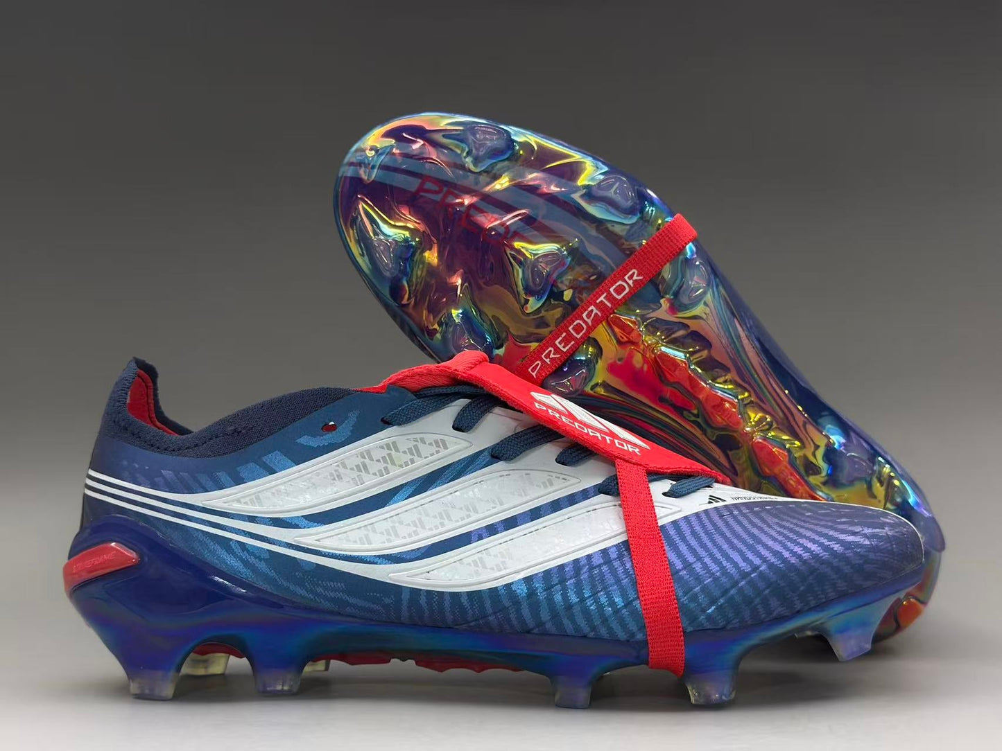 Adidas Predator League Fold-Over Tongue FG – Lucid Blue Cloud White Solar Red – Domine le jeu avec précision & puissance