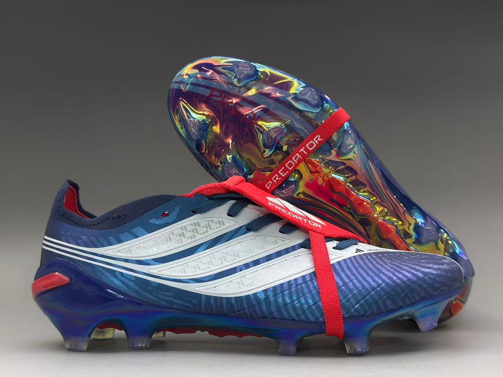 Adidas Predator League Fold-Over Tongue FG – Lucid Blue Cloud White Solar Red – Domine le jeu avec précision & puissance