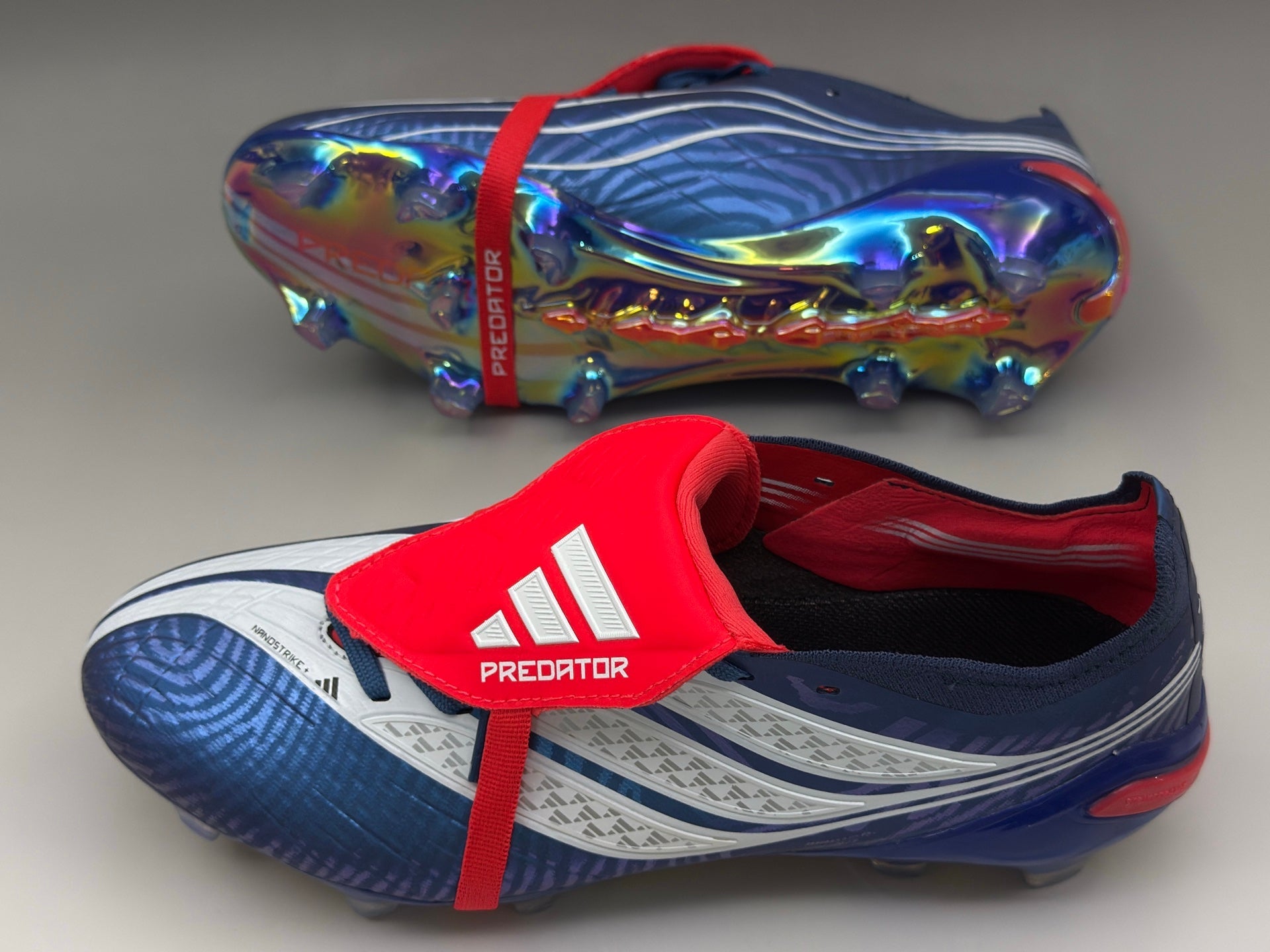 Adidas Predator League Fold-Over Tongue FG – Lucid Blue Cloud White Solar Red – Domine le jeu avec précision & puissance